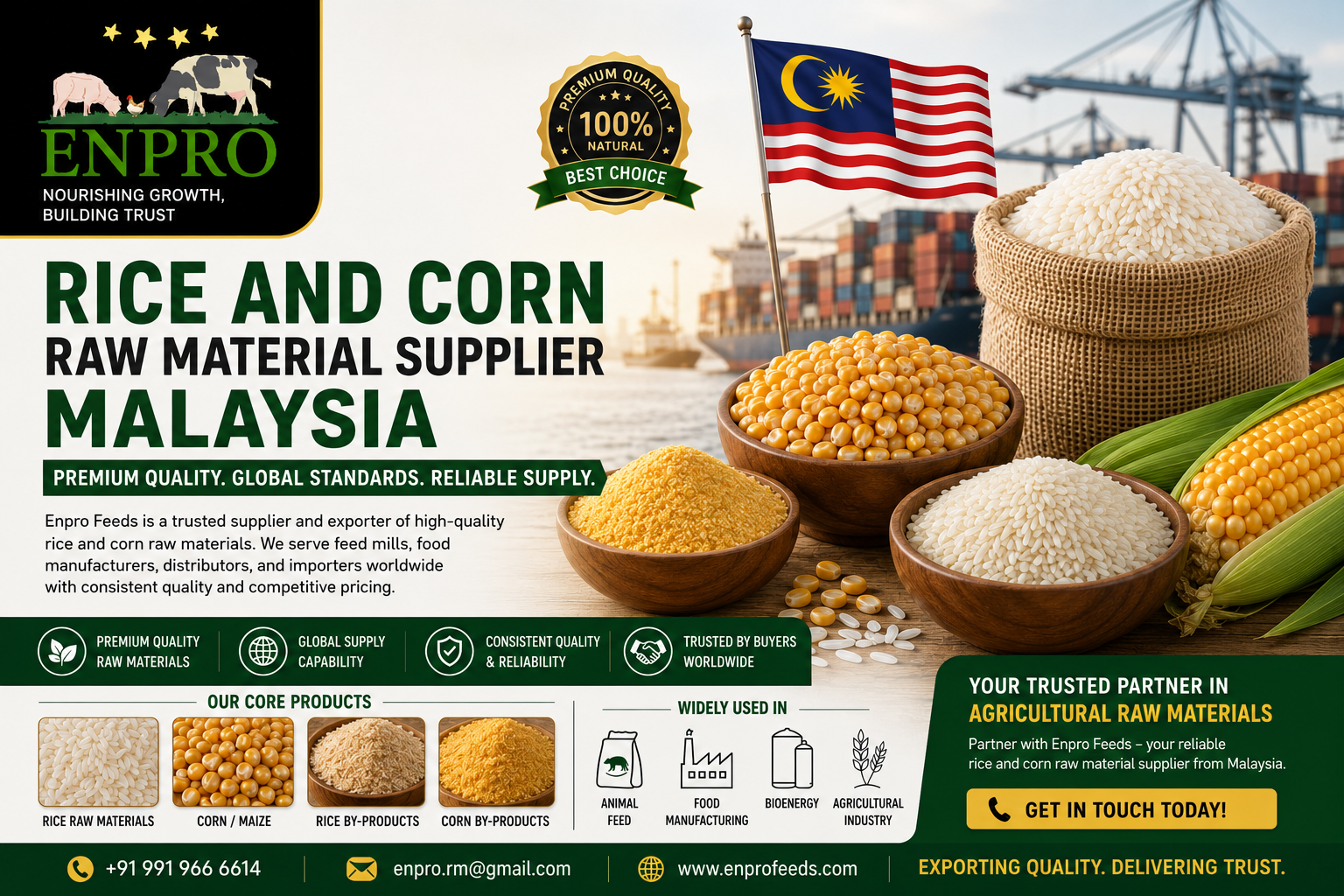 Rice and Corn Raw Material Supplier Malaysia | Enpro Feeds