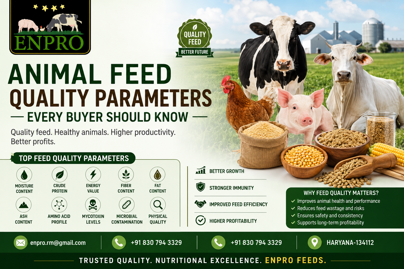 Animal feed quality parameters