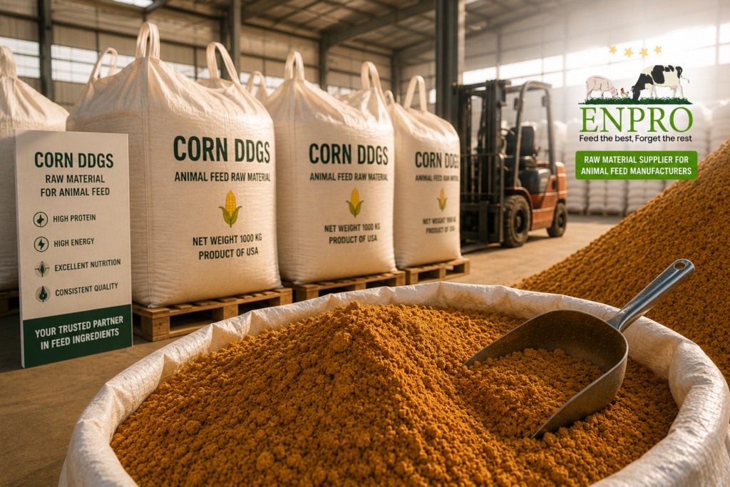 Corn DDGS for dairy cattle nutrition and milk production.